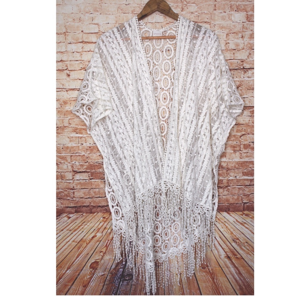 Chico’s | Cream High/Low Beach Cover Up/Kimono